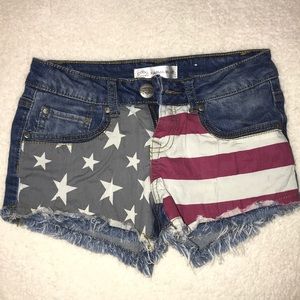 American flag jean shorts